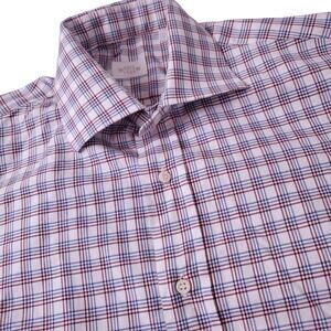 AZUL 1989  Striped Check Button Up Long Sleeve Red Blue Shirt Men’s 15.5 39